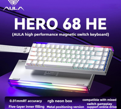 Bàn phím AULA HERO68 - TRẮNG CONTOUR - XINGYI Rapid Trigger | 8000hz - 1 mode dây