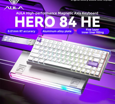 Bàn phím AULA HERO68 - TRẮNG - BLACK KING Rapid Trigger | 8000hz - 1 mode dây